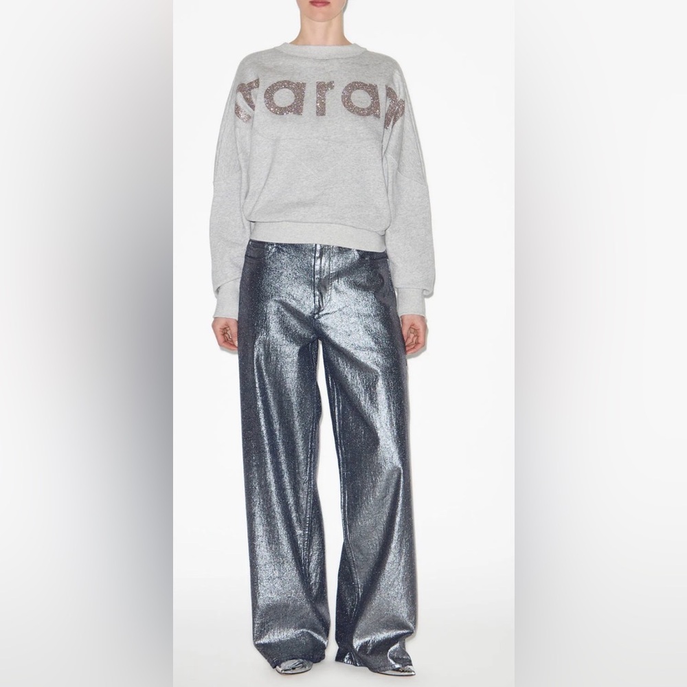 Shimmering Silver Wide Leg Jeans